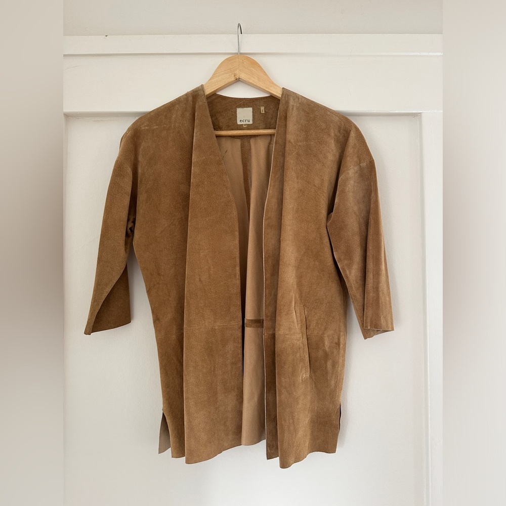 Ecru Suede Leather Jacket - Size XS/S - Camel